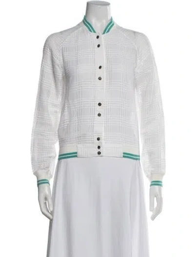 Pre-owned La Perla Plaid Print Bomber Jacket In White