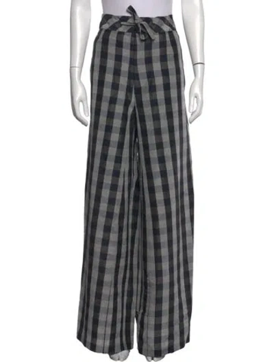 Pre-owned La Perla Plaid Print Wide Leg Pants In Gray