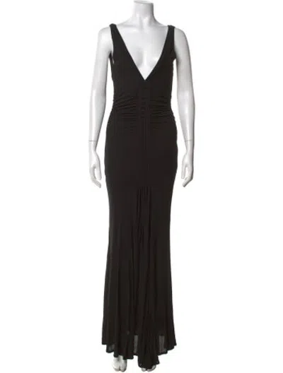 Pre-owned La Perla Plunge Neckline Long Dress In Black
