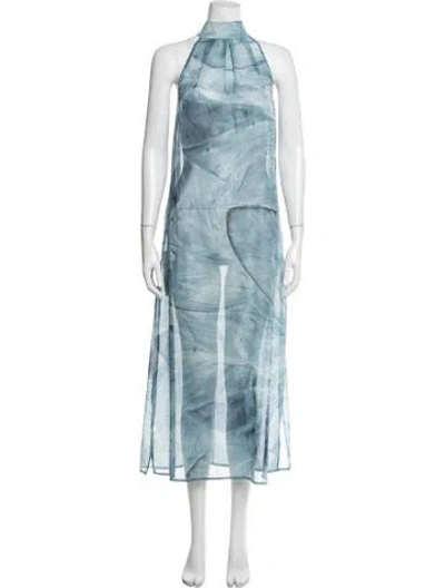 Pre-owned La Perla Printed Long Dress In Blue