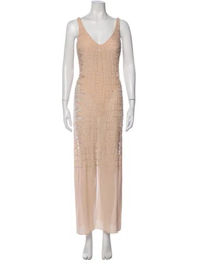 Pre-owned La Perla Printed Long Dress In Neutrals