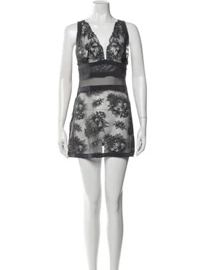 Pre-owned La Perla Printed Mini Dress In Black
