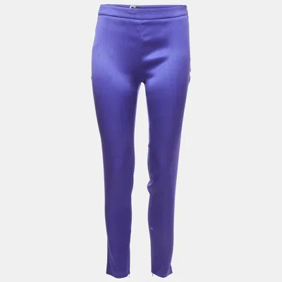 Pre-owned La Perla Purple Satin Slim Fit Pants S