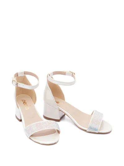 La Perla Kids' Rhinestone-embellished Ankle-strap Sandals In White