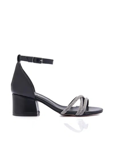 La Perla Kids' Rhinestone-embellished Heeled Sandals In Black