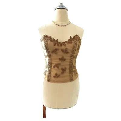 Pre-owned La Perla Ritmo De  Gold Corset Top Embroided Beads
