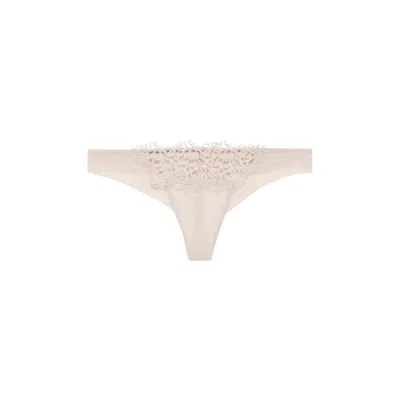 La Perla Rose Beige Macram Thong In ["beige"]