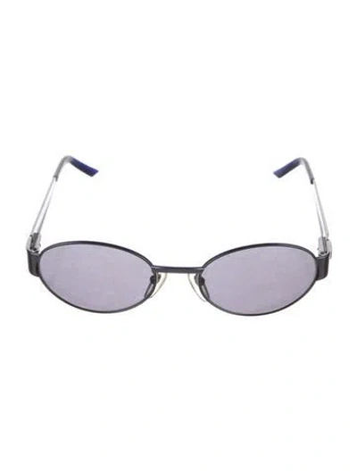 Pre-owned La Perla Round Mirrored Sunglasses In Blue