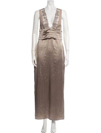 Pre-owned La Perla Satin Long Dress In Neutral