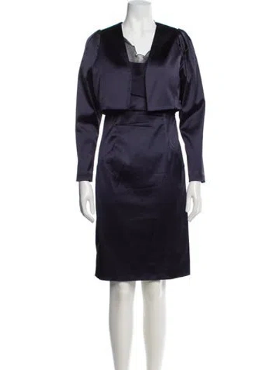 Pre-owned La Perla Satin Pleated Accents Dress Set In Blue