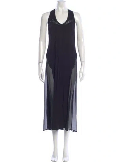 Pre-owned La Perla Scoop Neck Long Dress In Black