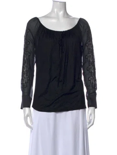 Pre-owned La Perla Scoop Neck Long Sleeve Blouse In Black