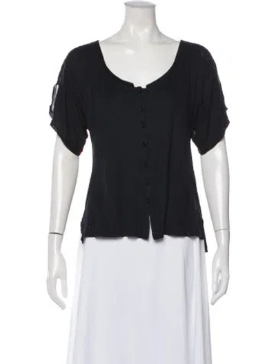Pre-owned La Perla Scoop Neck Short Sleeve Top In Black