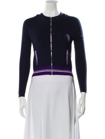 Pre-owned La Perla Silk Colorblock Pattern Hoodie In Blue