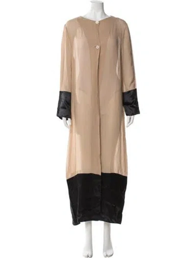 Pre-owned La Perla Silk Colorblock Pattern Robe In Neutral