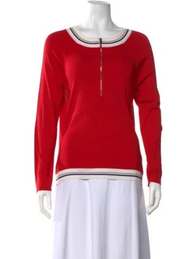 Pre-owned La Perla Silk Colorblock Pattern Sweater W/ Tags In Red