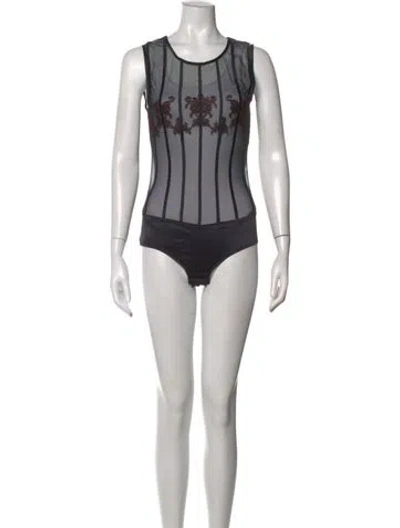 Pre-owned La Perla Silk Crew Neck Bodysuit In Brown