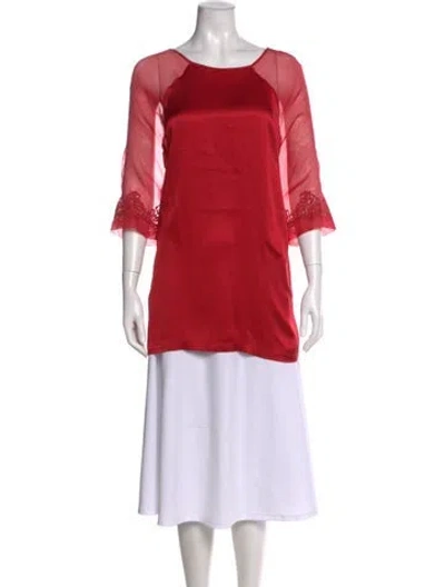 Pre-owned La Perla Silk Crew Neck Top In Red