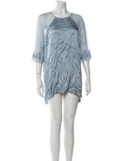 Pre-owned La Perla Silk Cutout Accent Nightgown In Blue