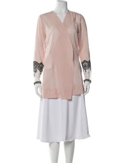 Pre-owned La Perla Silk Eyelet Trim Lounge Set W/ Tags In Pink