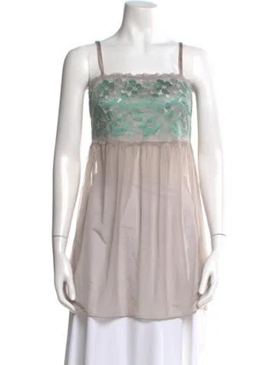 Pre-owned La Perla Silk Floral Print Blouse In Gray