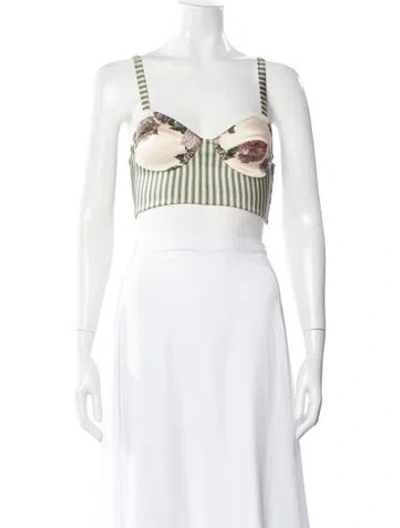 Pre-owned La Perla Silk Floral Print Crop Top In Neutral