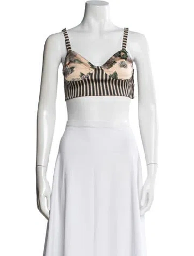 Pre-owned La Perla Silk Floral Print Sports Bra In Gray