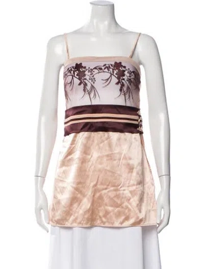 Pre-owned La Perla Silk Floral Print Top In Pink