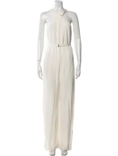 Pre-owned La Perla Silk Halterneck Jumpsuit In Neutral