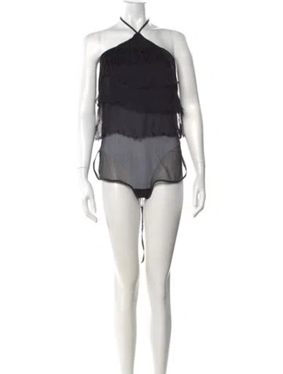 Pre-owned La Perla Silk Halterneck Top In Black