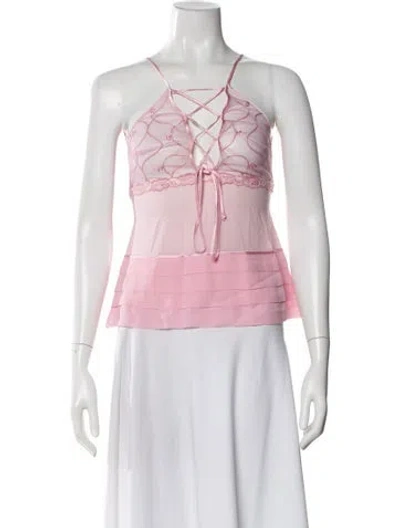 Pre-owned La Perla Silk Halterneck Top In Pink