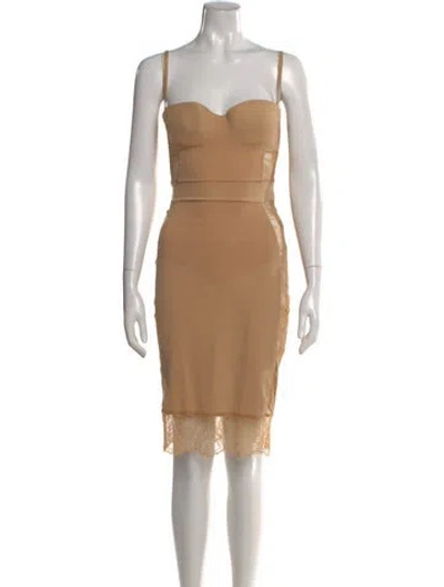 Pre-owned La Perla Silk Knee-length Dress W/ Tags In Neutral