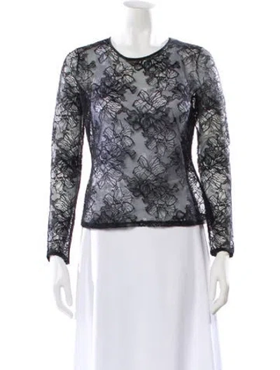 Pre-owned La Perla Silk Lace Pattern Blouse In Black