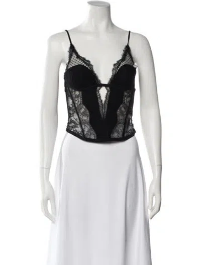 Pre-owned La Perla Silk Lace Pattern Crop Top W/ Tags In Black