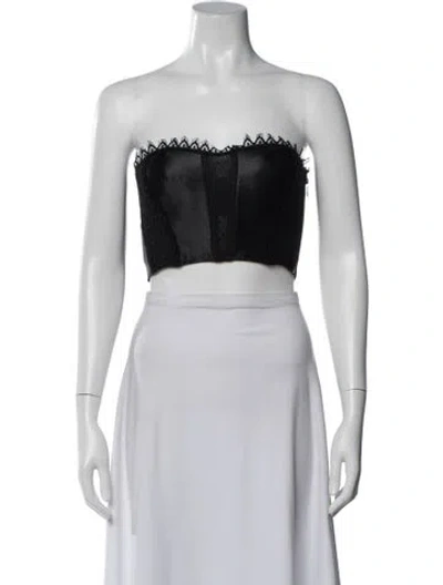 Pre-owned La Perla Silk Lace Pattern Crop Top W/ Tags In Blue