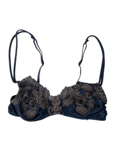 Pre-owned La Perla Silk Lace Pattern Lounge Set In Blue