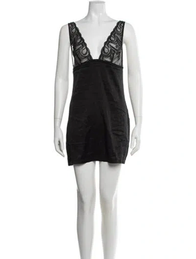 Pre-owned La Perla Silk Lace Pattern Nightgown In Black