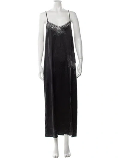 Pre-owned La Perla Silk Lace Pattern Nightgown In Black