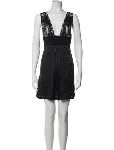 Pre-owned La Perla Silk Lace Pattern Nightgown In Black