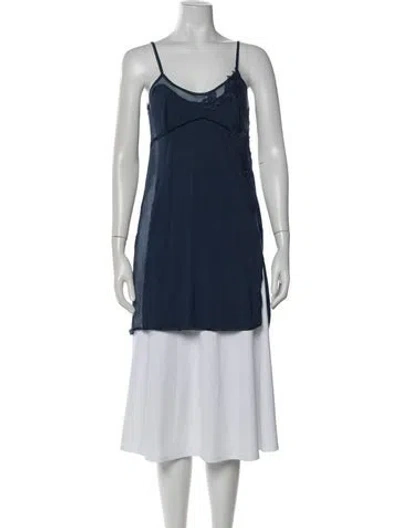 Pre-owned La Perla Silk Lace Pattern Nightgown In Blue