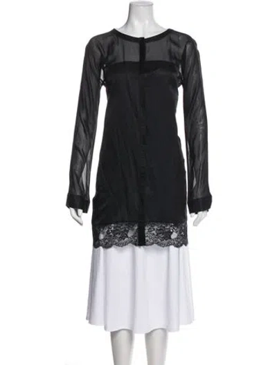 Pre-owned La Perla Silk Lace Pattern Nightgown In Blue