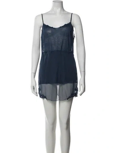 Pre-owned La Perla Silk Lace Pattern Nightgown In Blue