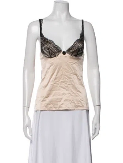 Pre-owned La Perla Silk Lace Pattern Nightgown In Neutrals