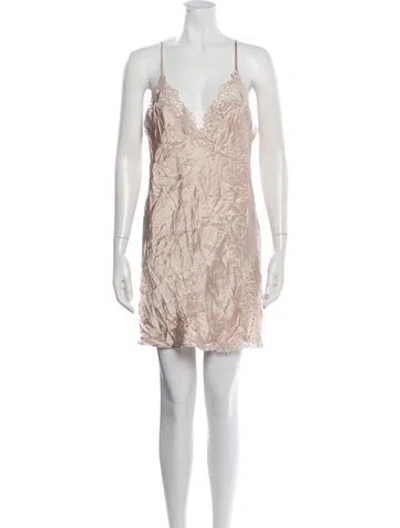 Pre-owned La Perla Silk Lace Pattern Nightgown In Neutrals