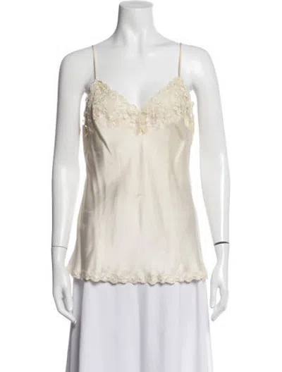 Pre-owned La Perla Silk Lace Pattern Nightgown In Neutrals