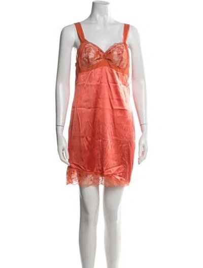 Pre-owned La Perla Silk Lace Pattern Nightgown In Red