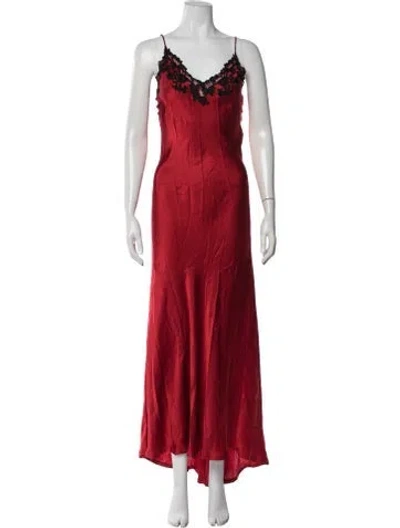 Pre-owned La Perla Silk Lace Pattern Nightgown In Red