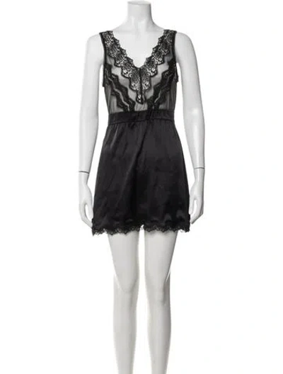 Pre-owned La Perla Silk Lace Pattern Nightgown W/ Tags In Black