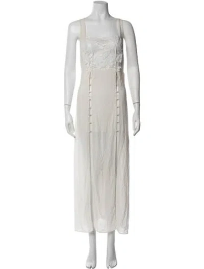 Pre-owned La Perla Silk Lace Pattern Nightgown In White