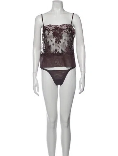Pre-owned La Perla Silk Lace Pattern Pajamas W/ Tags In Black